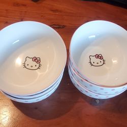 Hello kitty 6 piece ceramic breakfast bowls.