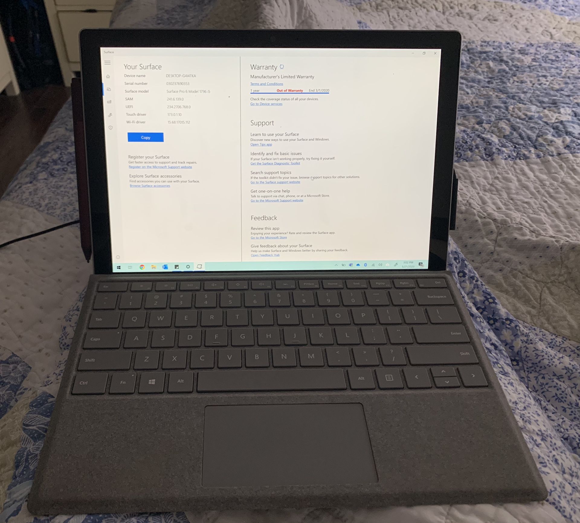 Microsoft Surface Pro 6 - Just over 1 year old (lightly used)