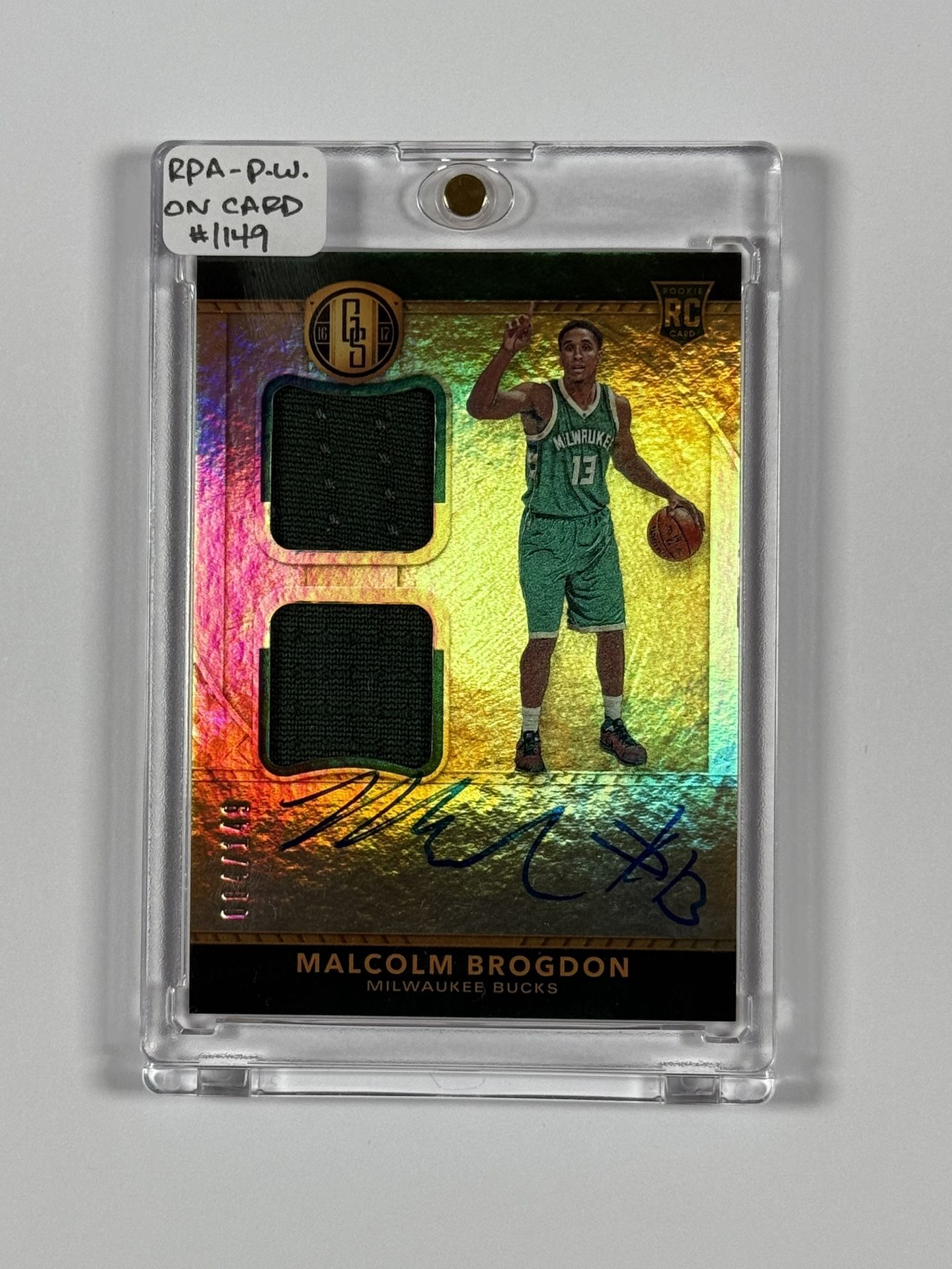 2016-17 Panini Gold Standard #267 Malcolm Brogdon RC Player Worn Patch Relic On Card Auto RPA #/149