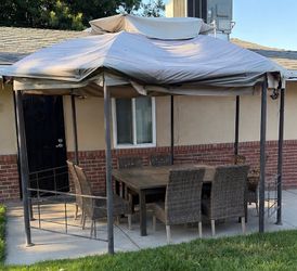Patio Dining Set + Gazebo – 6 Chairs Included
