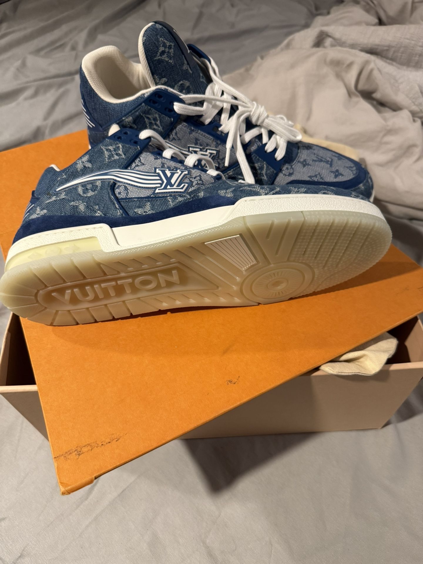 Louis Vuitton Trainer Monogram Denim Size 10.5 LV 10 Us!! Brand New!!