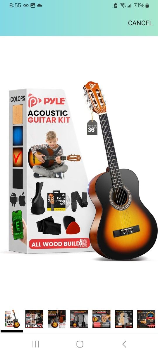 Pyle Full Size Beginner Acoustic Guitar $55
