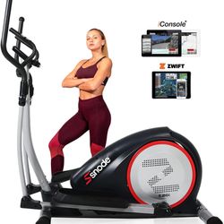 snode Magnetic Elliptical Trainer Exercise Machine with Bluetooth App Tracking Option Heavy Duty Cross Crank Driven and Programmable Monitor for Home 