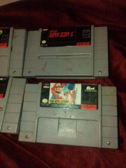 SNES Super Scope 6 & Mario Fun With Letters Cartridges