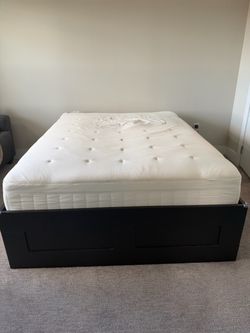 Queen Black Bed Frame with Mattress