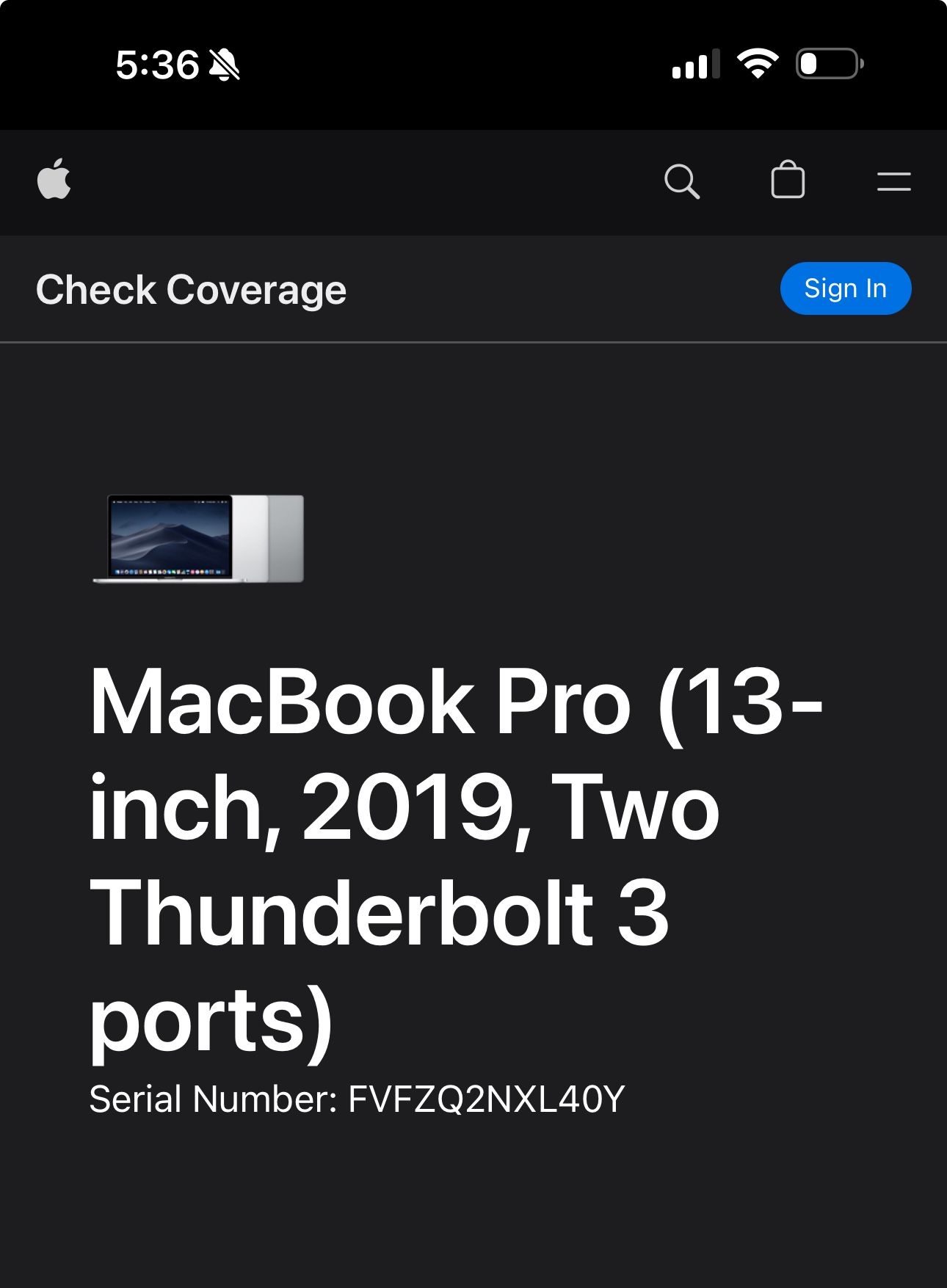 MacBook Pro 13-inch 2019