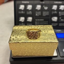 Men’s 10k gold nugget ring size 10 new