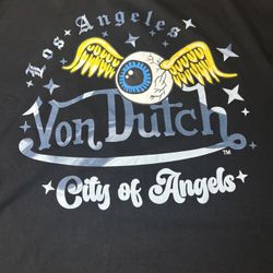 Von Dutch Los Angeles City Of Angels T-Shirt Black - Mens Size 2XL
