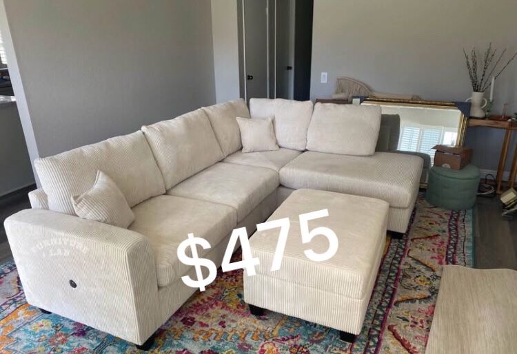3-pc Sectional Sofa Couch With Storage Ottoman ✅ Only $475 No Tax