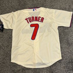 NEW Men’s Trea Turner Philadelphia Phillies Cream Jersey XXL (2023) 2XL