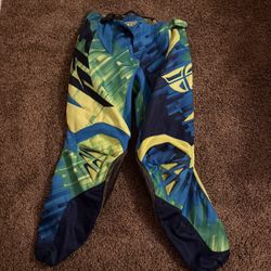 FLY Racing Motocross, BMX Pants Neon Fox Blue Kinetic Glitch Size 30