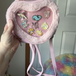 Heart Backpack With Enamel Pins