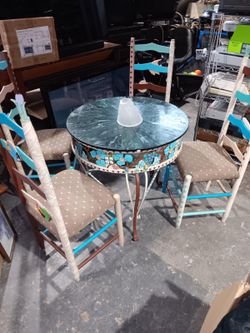 Table And Chairs Art Deco Mettal Table Base Wood Chairs 