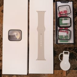 Apple Watch Series 9 Starlight Aluminum set band boxes protector travel charger