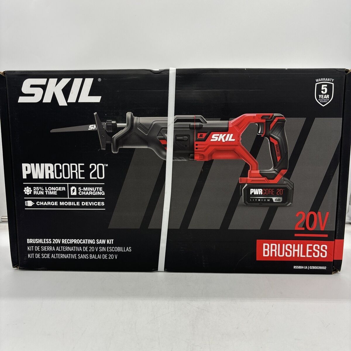 SKIL PWR CORE 20-volt 4-Amp Variable Speed Brushless Cordless Reciprocating Saw (Charger Included and Battery Included