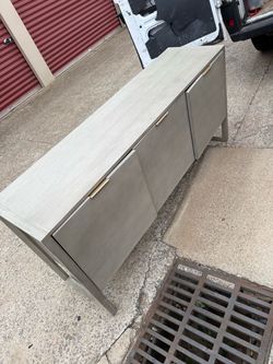 Modern Gray Sideboard/TV Stand  with Ribbed Doors
