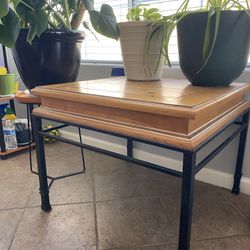 Two Large Wrought Iron Legs End Tables