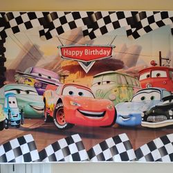 Cars Happy Birthday Banner 7 x 5 Ft NEW 
