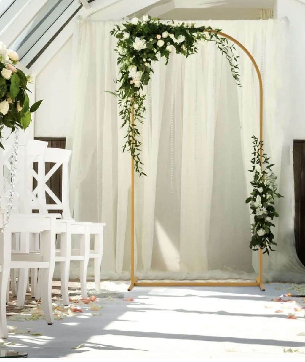Metal Arch Backdrop Stand 6FT Gold Wedding Balloon Arched Backdrop Stand Square Arch Frame for Birthday Party Bridal Baby Shower Ceremony Decoration