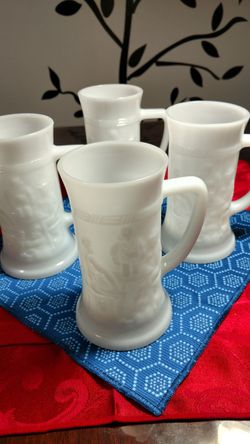 Vintage Milk Glass Steins