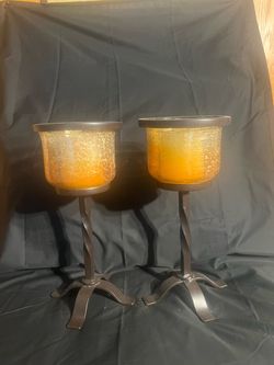 2 Wrought Iron Candle Holders