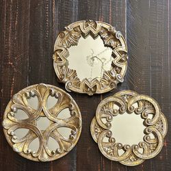 Vintage Gold Baroque Accent Mirrors (Set of 3)