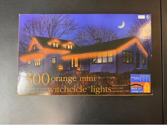 Vintage 300 Orange Witchcicle Halloween Mini Lights NOS Open Box