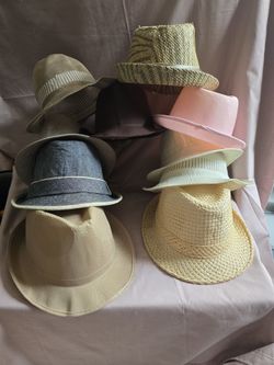 10 Unisex Summer Fedora & Trilby Straw/Fabric Hats.