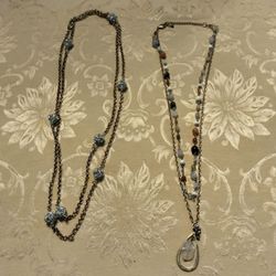 Two Long Beaded Chain Necklaces