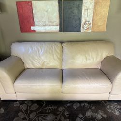 Tan Leather Sofa and Two Matching Chairs