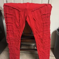 Red Stacked Jeans