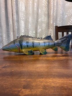 20” hand carved wooden folk art fish decoy