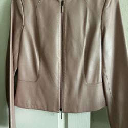 Beautiful Nordstrom Women’s Pink pearlescent Leather Jacket 