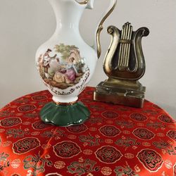 Vintage Hand-Painted Porcelain Victorian Couple Vase