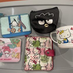 Sanrio Hello Kitty Bad Badtz Maru My Melody Pochacco Wallet Coin Purse Cup Lot