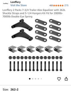 Lonffery 2 Packs 7-3/4 Trailer Alex Equalizer with 262L Shackle Straps and 3-1/4 Hangers Kit Fit for 2000lb-7000lb Double Eye Spring