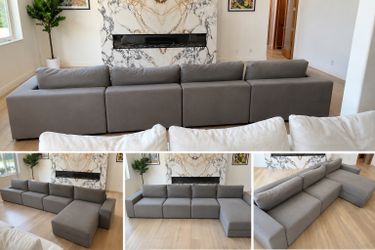 Modern Gray Chaise Sectional Sofa – Like New – Super Comfortable