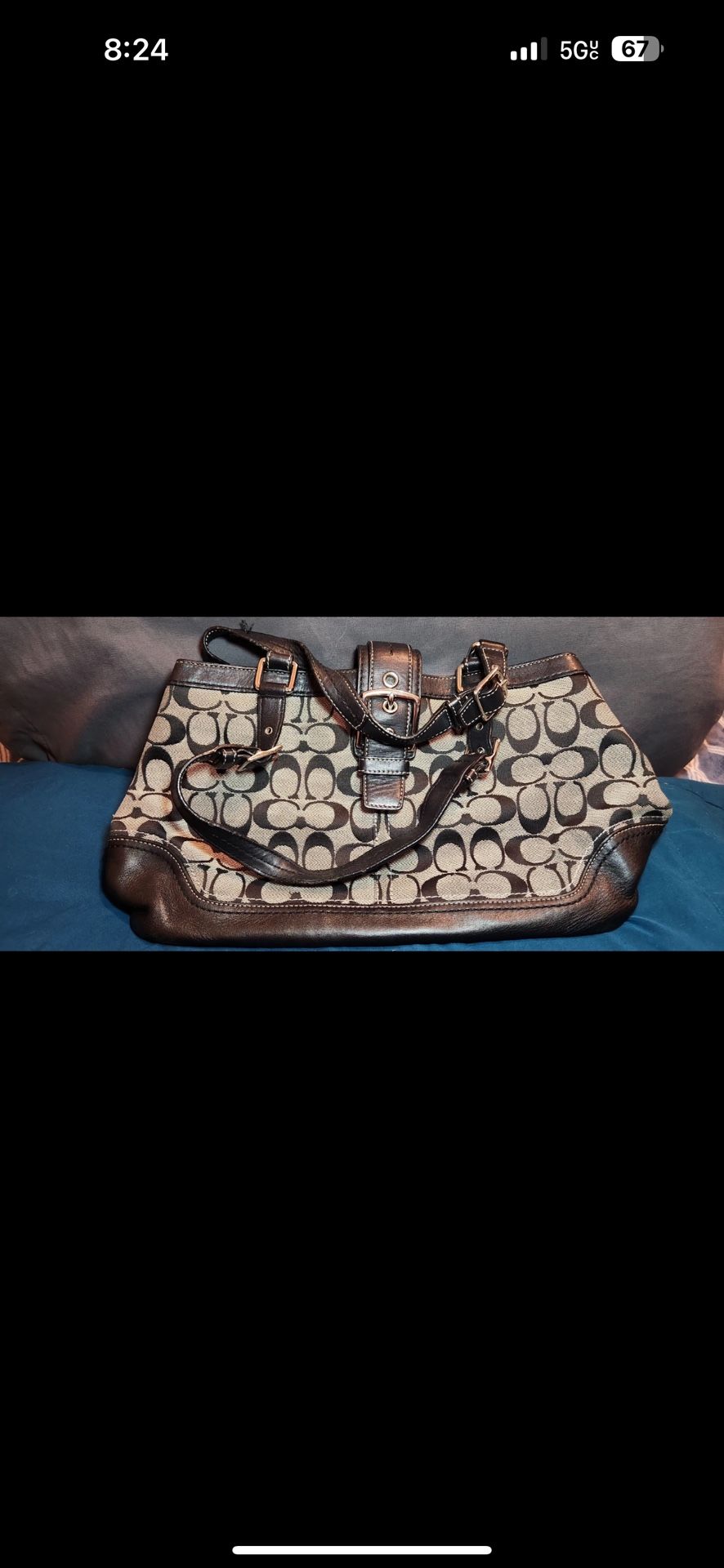 NWIOT Large AUTHENTIC COACH SIGNATURE PURSE TOTE F12643 Brown CC