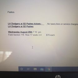 La Dodgers At Sd Padres Tonight Wed 25th Field Section 116 2 Tickets