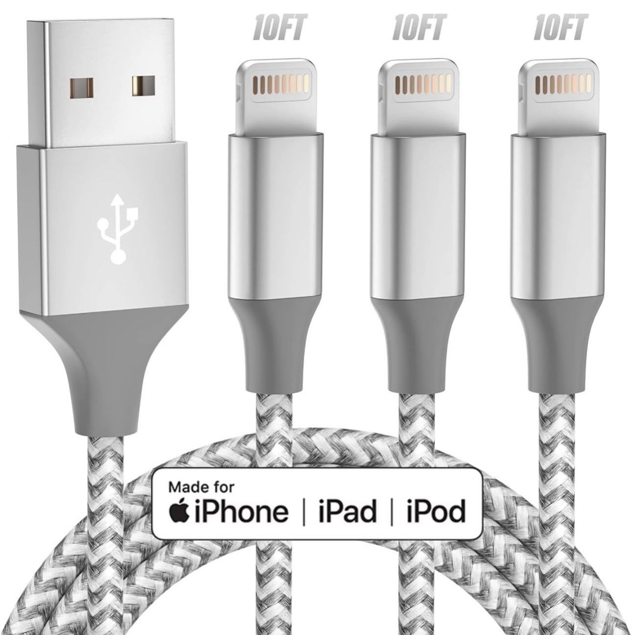 iPhone Charger 3pack 10FT Apple MFi Certified Long Lightning Cable Fast Charging High Speed Data Sync USB Cable Compatible iPhone 14 13/12/11 Pro Max/