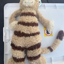 JellyCat Bunglie Cat Kitty Striped Long Tail RETIRED 17" Soft Plush RARE New