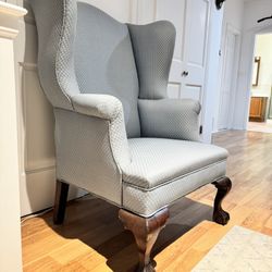 Elegant Light Blue Wingback Chair