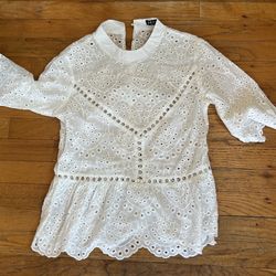 White eyelet blouse size small