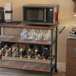 Wine Table  / Cart . Portable, with wheels