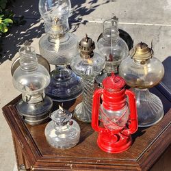 7 Antique Oil Lamps 