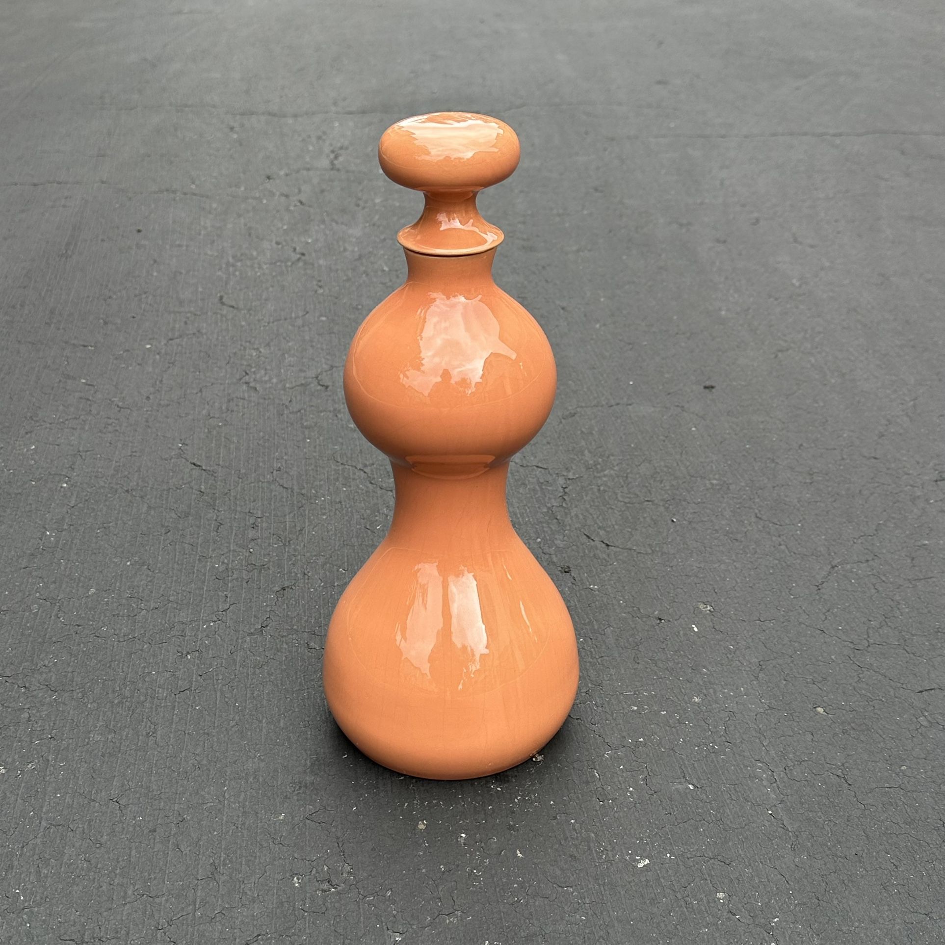 California Pottery Decanter Bottle 412 Ceramic Genie Apricot Orange Color Vintage