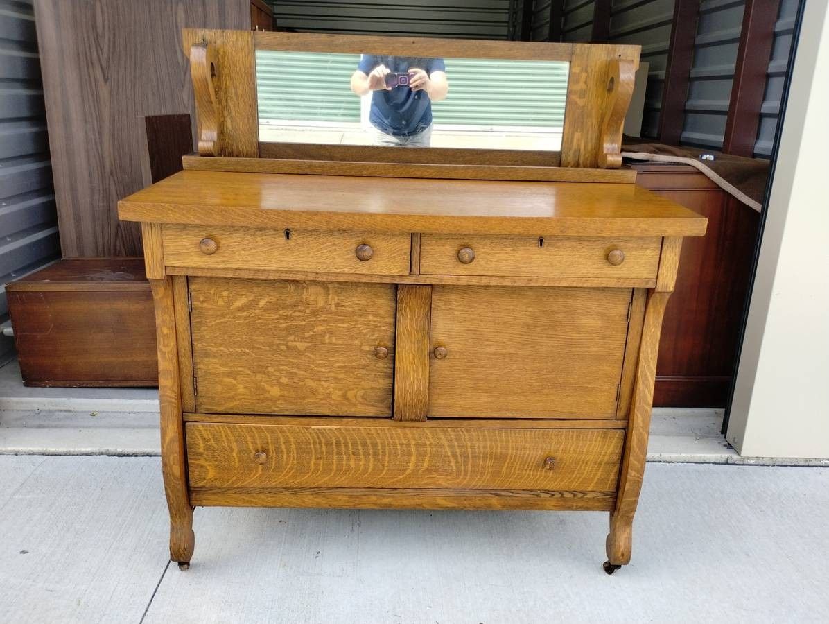 Late 1800's Quartersawn Oak Sideboard w/Mirror - NICE!!