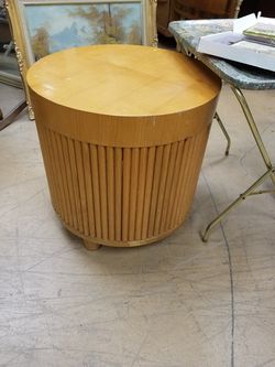 Solid blonde wood drum end table