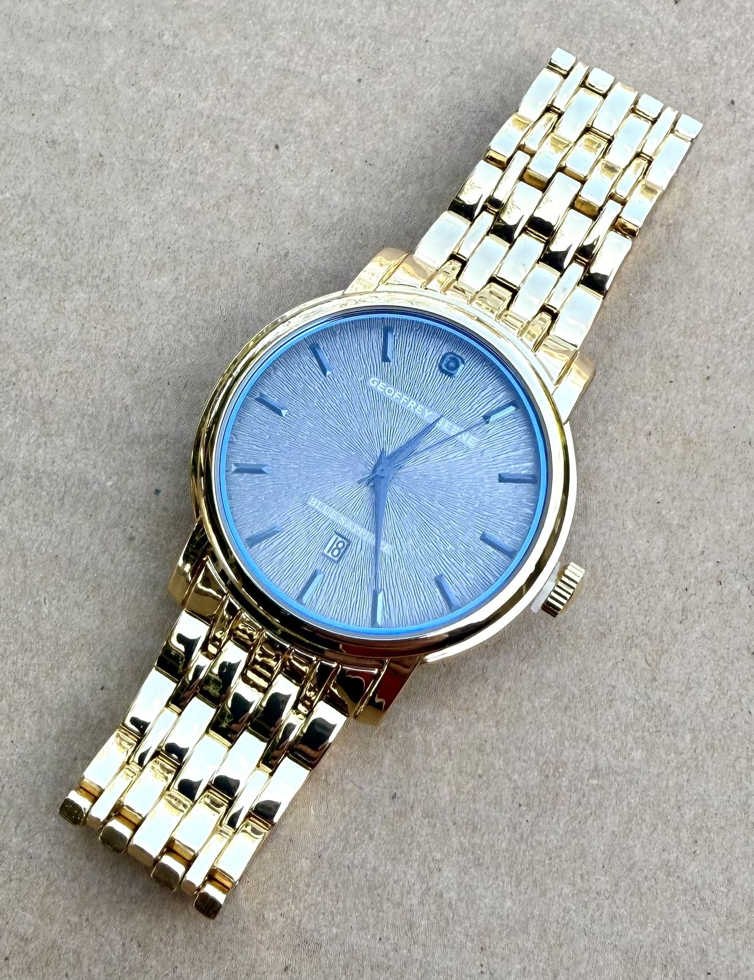 New in Box - Geoffrey Beene Blue Sapphire Men's Watch - Gold-tone Stainless Steel