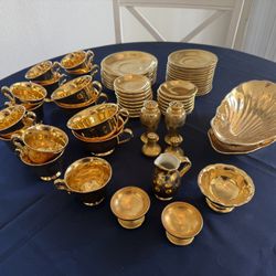 Vintage 22 Carat Gold/porcelain Tea & Coffee Set